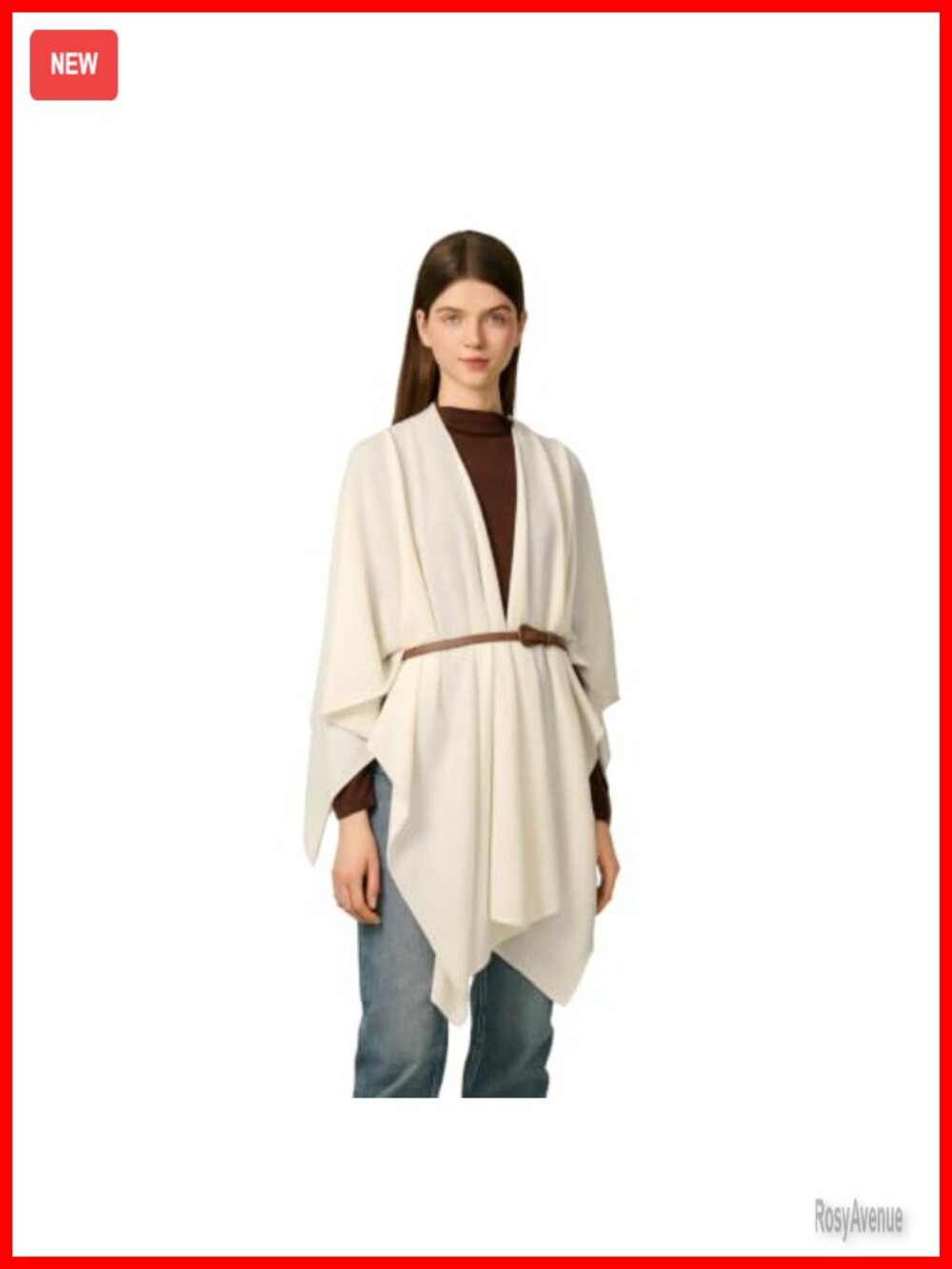 Wool Cashmere Blend Shawl Wrap Poncho Knitted Cape Open Front